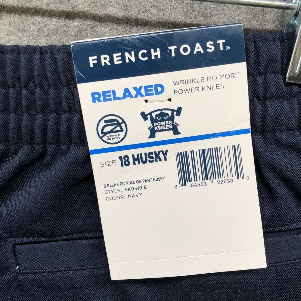 NWT‎ French Toast School Uniform Pants 18 Husky Relax Fit Pull On Navy Blue